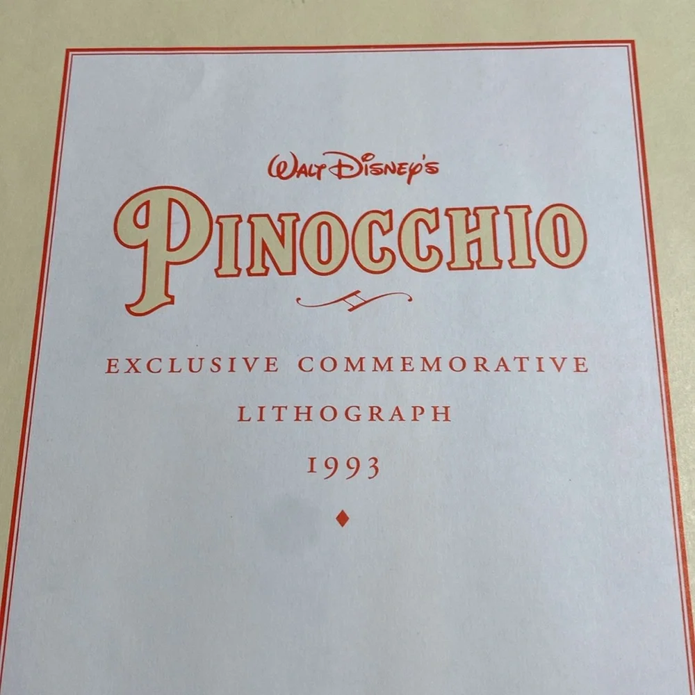 “5/$20” Disney lithograph Pinocchio and Jiminy Cricket